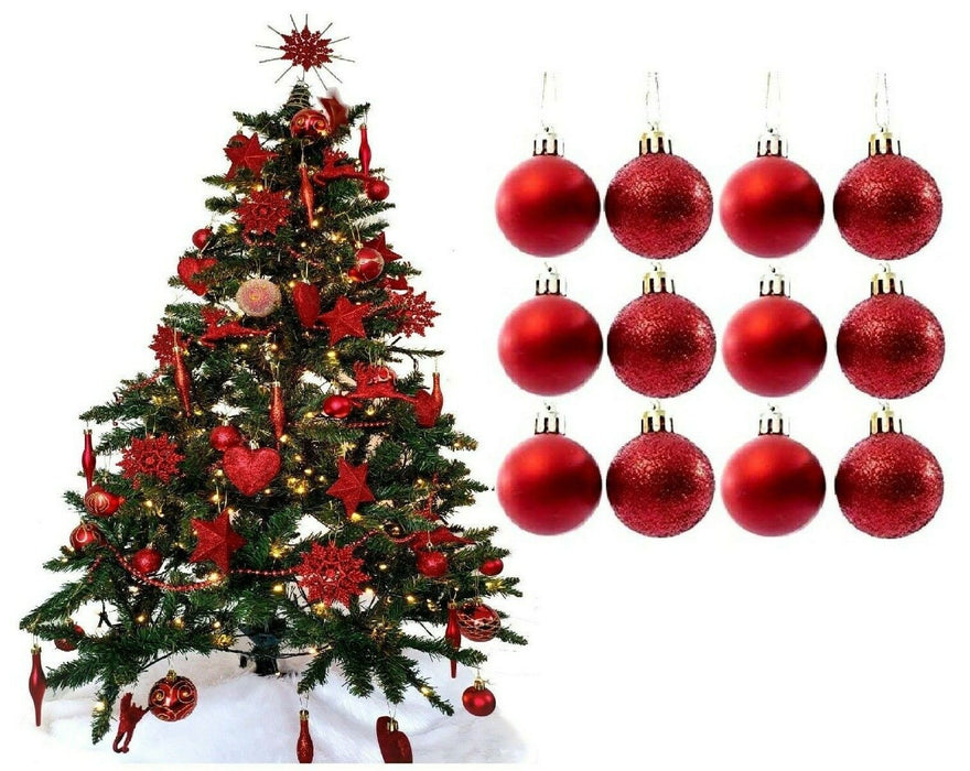 12Pc Christmas Tree Baubles, Tree Decorations, Xmas Bauble Decorations/Or