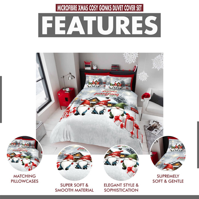 Xmas Duvet Quilt Cover Pillowcase Soft Reversible Printed Bedding Set All Size