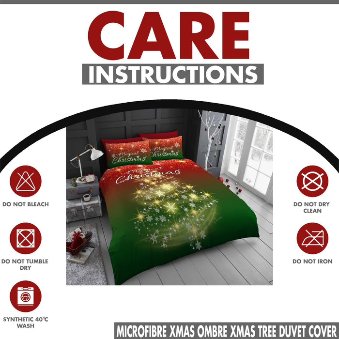 Xmas Duvet Quilt Cover Pillowcase Soft Reversible Printed Bedding Set All Size