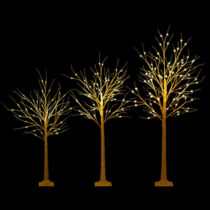 Lighted Birch Tree Set Birch Christmas Tree with Branch Tips LED Lights and Metal Bases