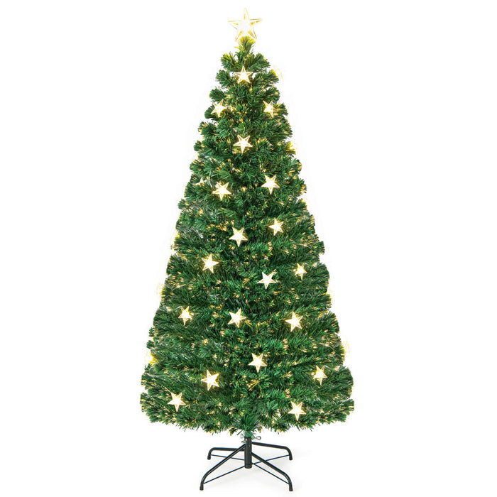 5/6FT Fiber Optic Artificial Christmas Tree with 21 Star LED Lights
