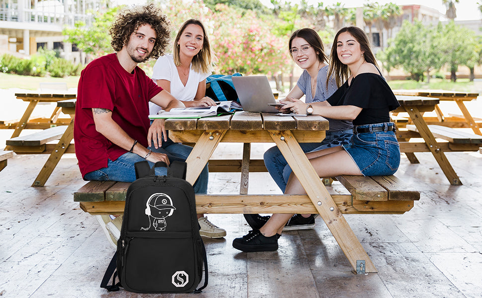 Luminous School Backpack Set – 3-in-1 Glow-in-the-Dark Bag with Laptop Compartment & Accessories