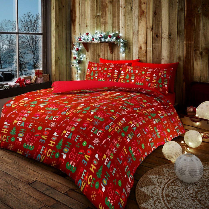 Xmas Duvet Quilt Cover Pillowcase Soft Reversible Printed Bedding Set All Size