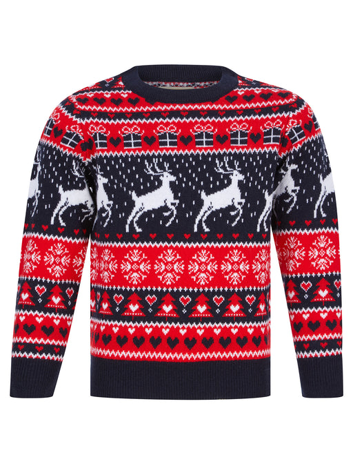 Kids Girls Christmas Jumper Snow Reindeer Nordic Fairisle Xmas Sweater Novelty