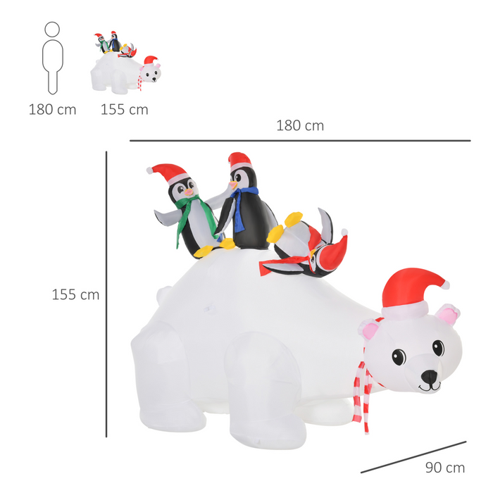 Christmas Inflatable Decoration – 5ft LED Polar Bear & Penguins - Samanta Factory