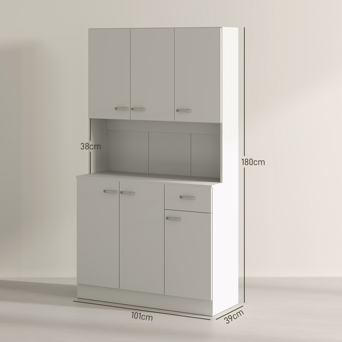 Tall Kitchen Storage Cabinet – Cream White with Adjustable Shelves & Drawer - Samanta Factory