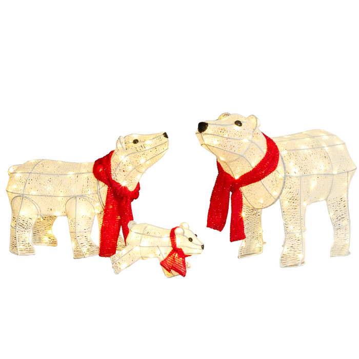 Outdoor Decoration – Lighted Polar Bear Family Set (3 Pcs) - Samanta Factory