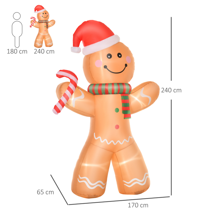 8ft Inflatable Gingerbread Man – Lighted Indoor Outdoor Christmas Decor - Samanta Factory