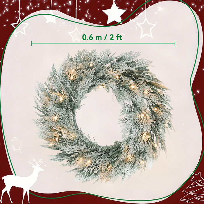 Christmas LED Wreath – Snow-Dusted Branches & Warm White Lights - Samanta Factory