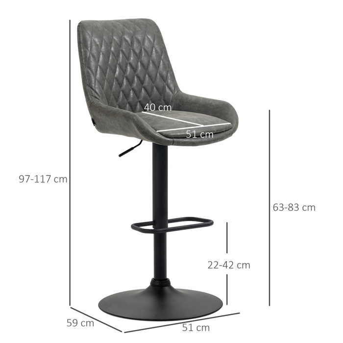 Adjustable Bar Stools Set – Swivel PU Leather with Footrest