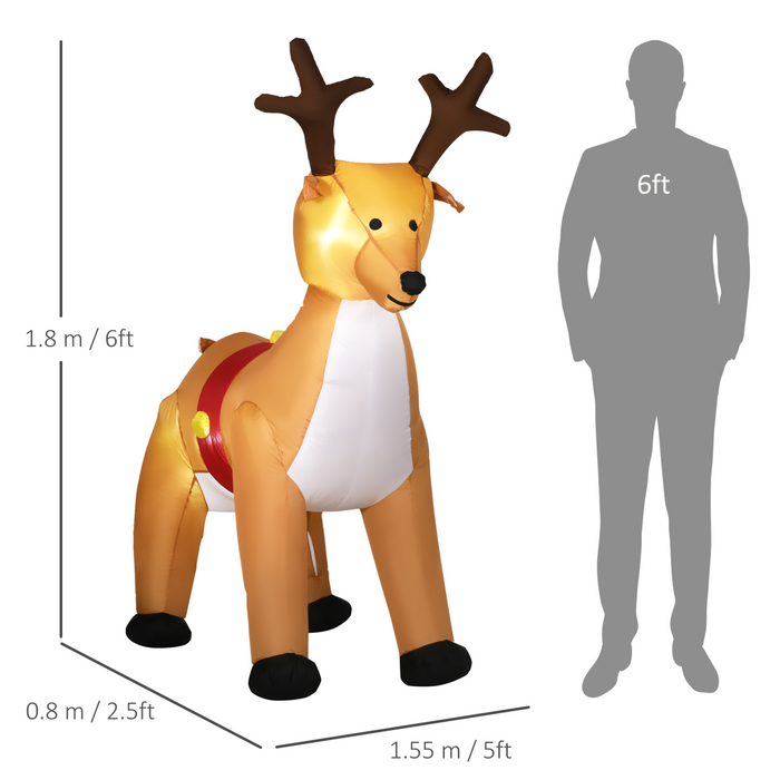 6ft Christmas Inflatable Reindeer Deco Xmas  Lights - Samanta Factory