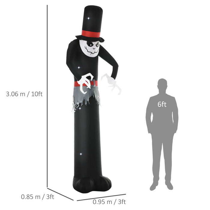 10ft Inflatable Halloween Ghost – LED Tall Hat Outdoor Decoration