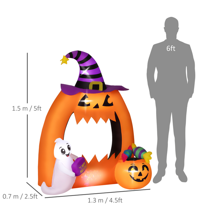 Inflatable Halloween Pumpkin Archway – 150cm with Cute Ghost & LED Lights - Samanta Factory