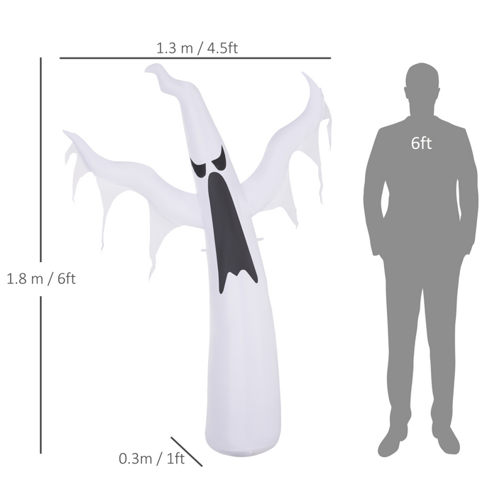 6 FT Inflatable Halloween Ghost – 1.8 m LED Floating Outdoor Decoration - Samanta Factory