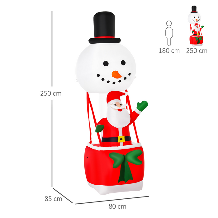 8ft Christmas Inflatable Hot Air Balloon – LED Santa & Snowman Display - Samanta Factory