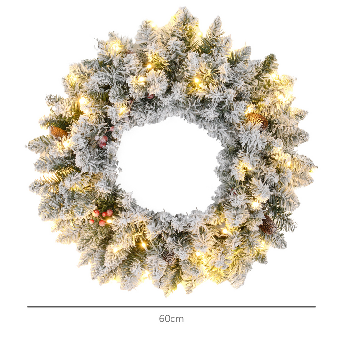 Christmas Wreath – Frosted Pinecones & LED Lights - Samanta Factory