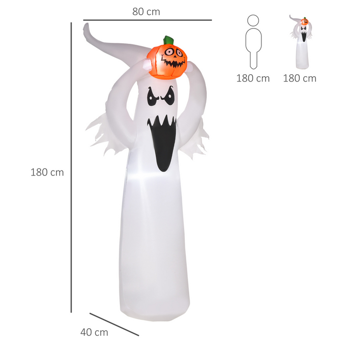 6 FT Inflatable Halloween Ghost & Pumpkin – 1.8 m LED Floating Outdoor Decoration - Samanta Factory
