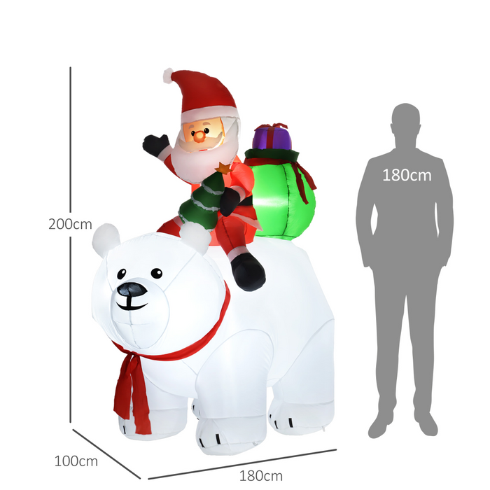 Inflatable Santa on Polar Bear – Light-Up 6.6ft Outdoor Display - Samanta Factory