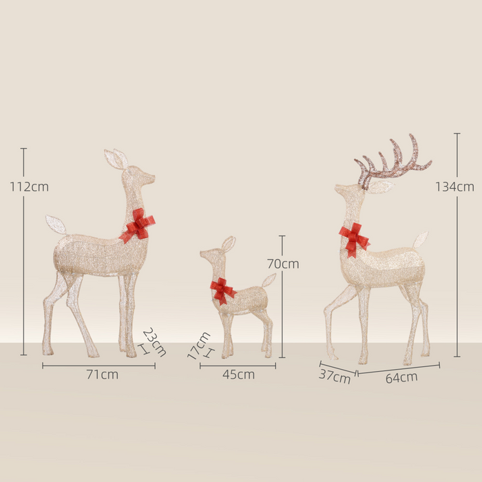 3-Piece Reindeer Family Set – LED Outdoor Christmas Display - Samanta Factory