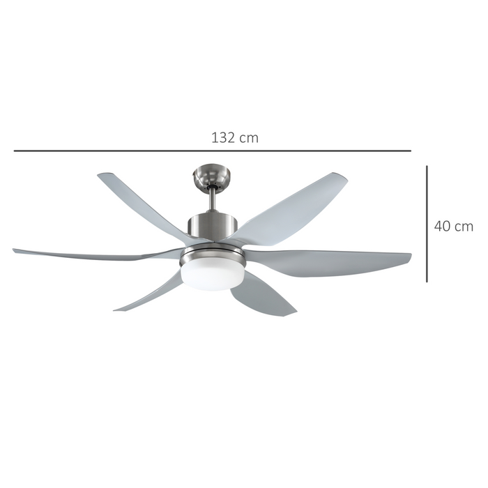 Reversible Ceiling Fan with Light, 3 Blades LED Lighting Remote Silver Fan - Samanta Factory