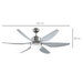 Reversible Ceiling Fan with Light, 3 Blades LED Lighting Remote Silver Fan - Samanta Factory