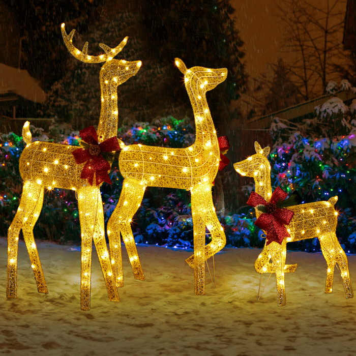 Lighted Christmas Reindeer Family – 3-Piece LED Holiday Set - Samanta Factory
