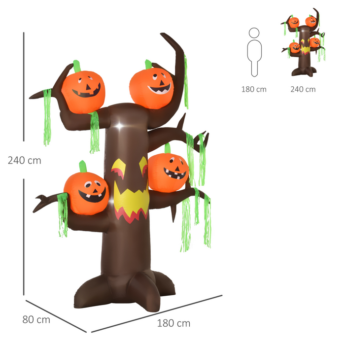 Halloween Inflatable Ghost Tree – 2.4m with Pumpkins & 6 LED Light - Samanta Factory