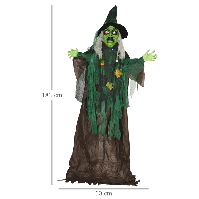 Talking Halloween Witch Animatronic – Bendable Arms with LED Eyes & Colourful Lights