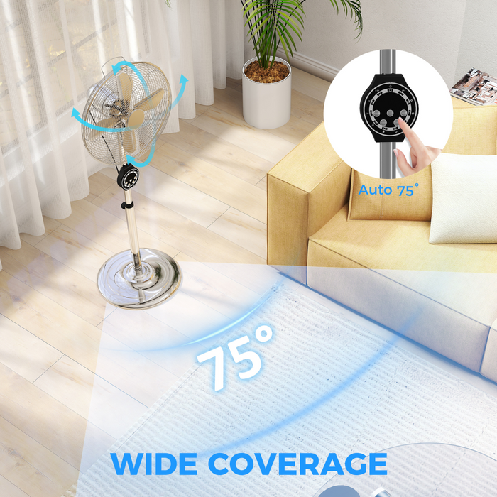 Metal Pedestal Fan – Oscillating Cooling with Adjustable Height & Timer