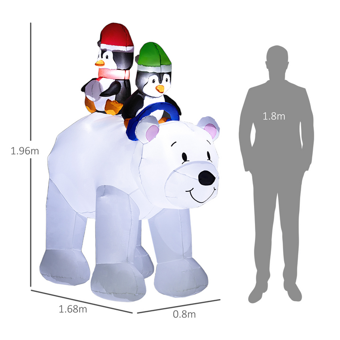 Inflatable Penguin & Polar Bear Display – Light-Up 6.4ft Outdoor Decoration - Samanta Factory