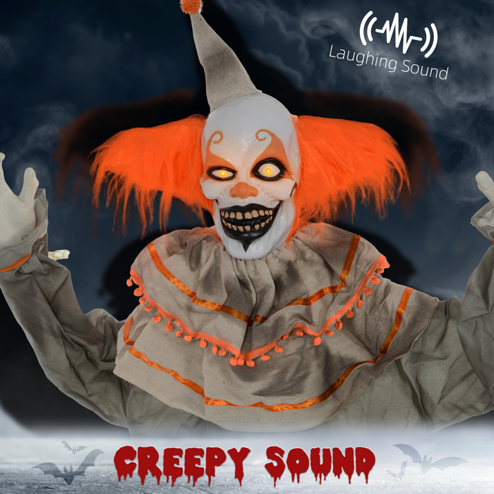 Halloween Animatronic Clown – Moving Head & Waving Arms with Red Eyes - Samanta Factory