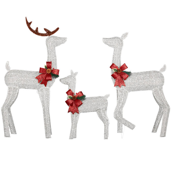 Lighted Christmas Reindeer Set – 3-Piece Family Display - Samanta Factory