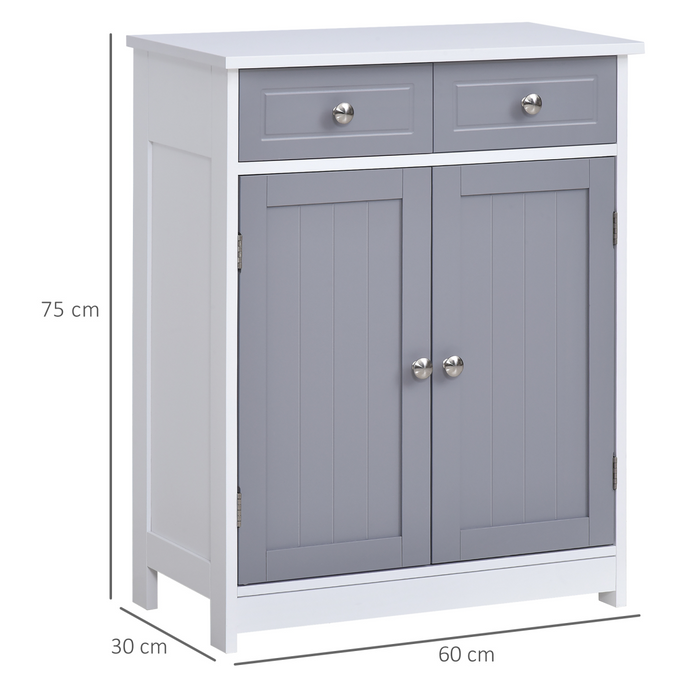 Freestanding Bathroom Cabinet – White MDF Storage Unit with Drawers & Adjustable Shelf - Samanta Factory