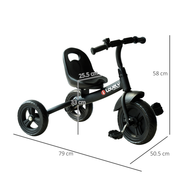 Toddler Tricycle Ride-On – 3-Wheel Metal Frame with Adjustable Seat & Splash Guard