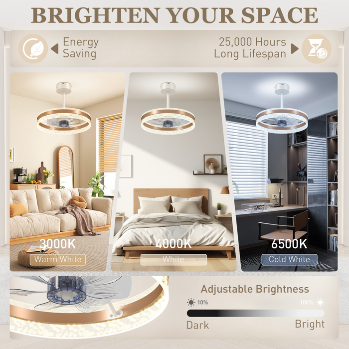 Modern LED Ceiling Fan with Light – 6-Speed Reversible Motor & Remote Control - Samanta Factory