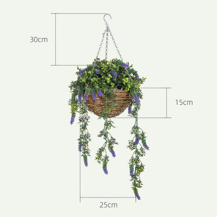 Artificial Lavender Hanging Basket – Realistic UV-Protected Faux Flowers for Indoor & Outdoor Decor