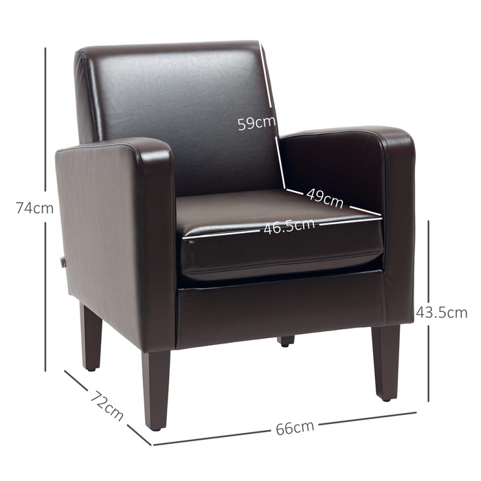 Accent Armchair – Compact PU Leather Chair with Pocket Spring Support