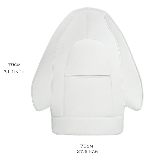 WHITE waterproof seat back protector with pocket for Tesla Model 3 and Model Y