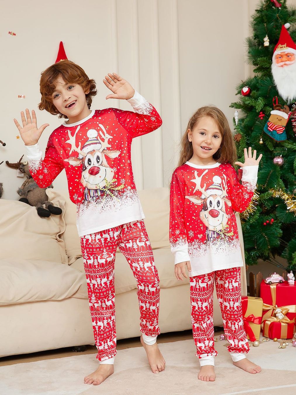 Family Matching Christmas Pyjamas Adult Kids Xmas Nightwear Pajamas Pjs Set NEW