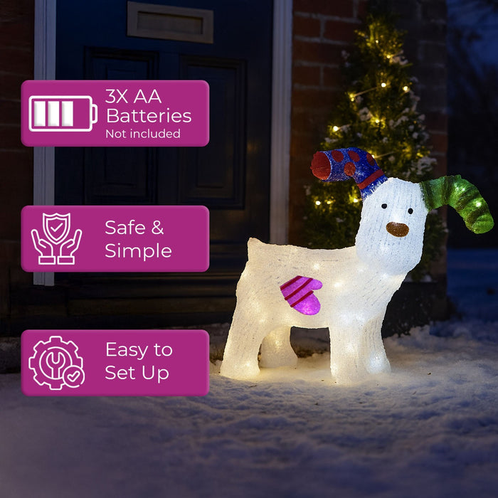 Neo Snowman Snow Dog LED Light up Acrylic Christmas Festive Decoration Outdoor