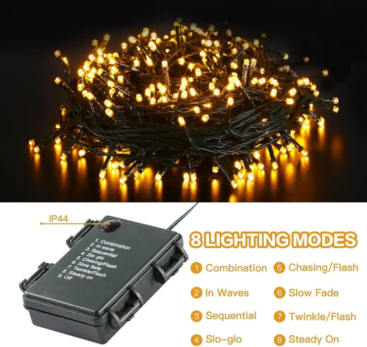 Christmas Lights 40M 300 LED Battery Fairy String Outdoor Timer 8 Modes W/White
