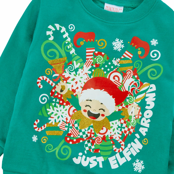 Childrens Kids Boys Girls Christmas Xmas Jumper Sweatshirt Sweater Glitter Warm