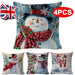 4 Pcs Christmas Cushion Cover Snowman Pillow Case Home Sofa Throw Decor Xmas 18"