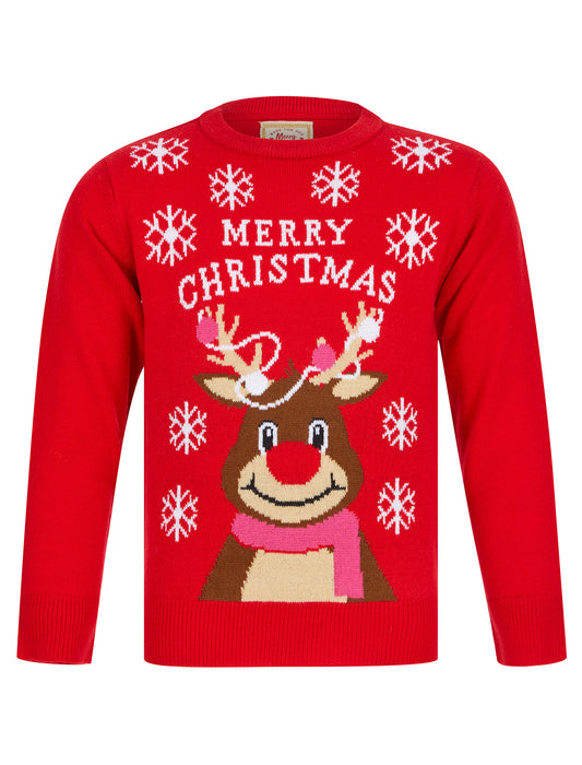 Kids Girls Christmas Jumper Reindeer Merry Xmas Sweater Pullover Novelty