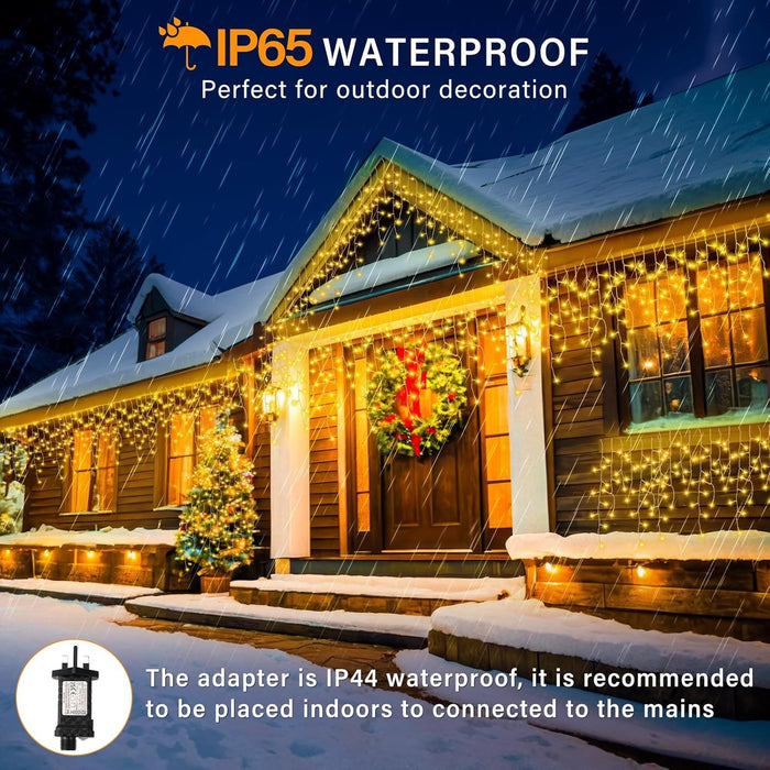 400 LED Icicle Lights 17M Super Bright Christmas Snowing Effect Outdoor Light UK
