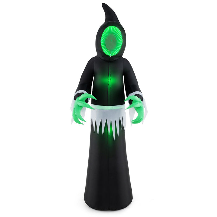245 cm giant inflatable ghost with green LED infinity lights in garden Halloween display
