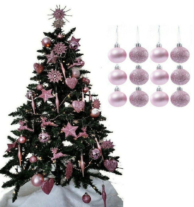 12Pc Christmas Tree Baubles, Tree Decorations, Xmas Bauble Decorations/Or