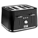 4-slice fluted black toaster with extra-wide slots and chrome accents

