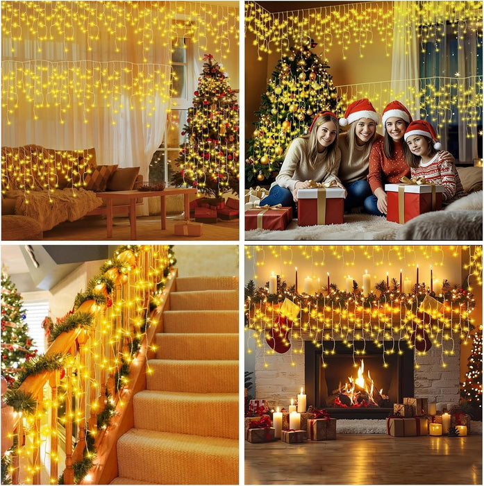 400 LED Icicle Lights 17M Super Bright Christmas Snowing Effect Outdoor Light UK