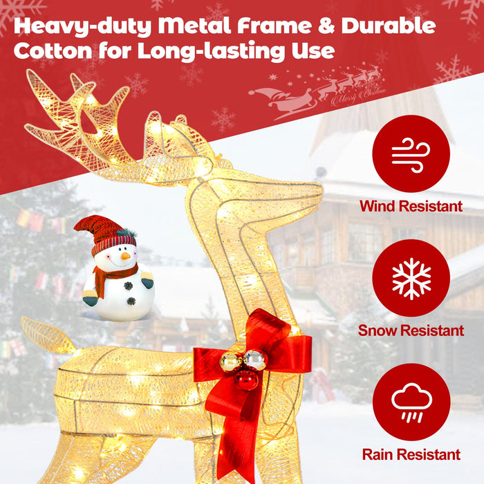 3 Pieces Lighted Reindeer Family Set with 230 LED Lights and Stakes